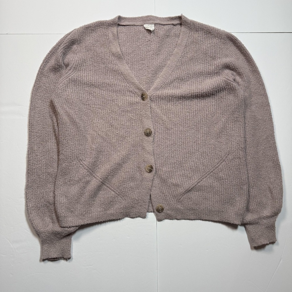 Joie Cardigan Sweater Womens Medium Taupe Button Front Textured‎ Knit Cozy